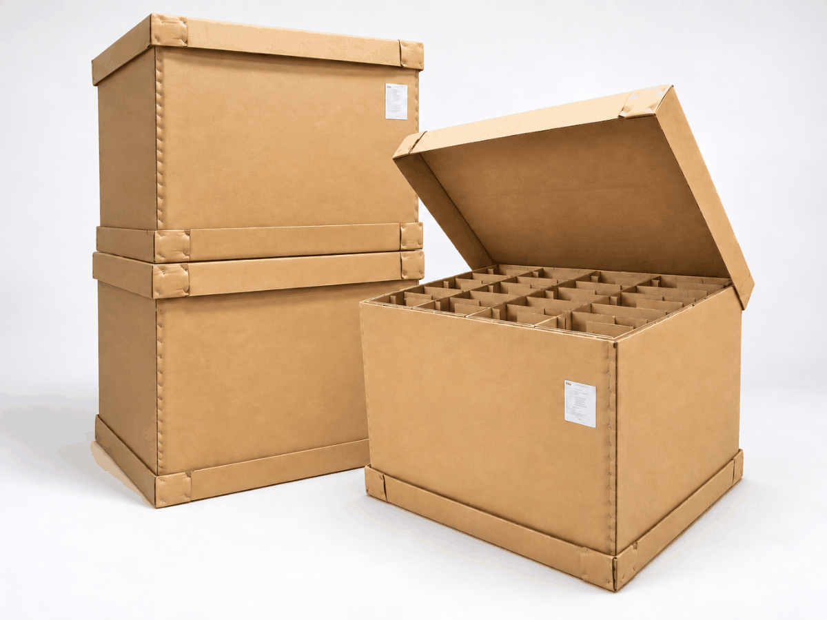 5-ply BC flute shipping box for industrial parts, delivered flat